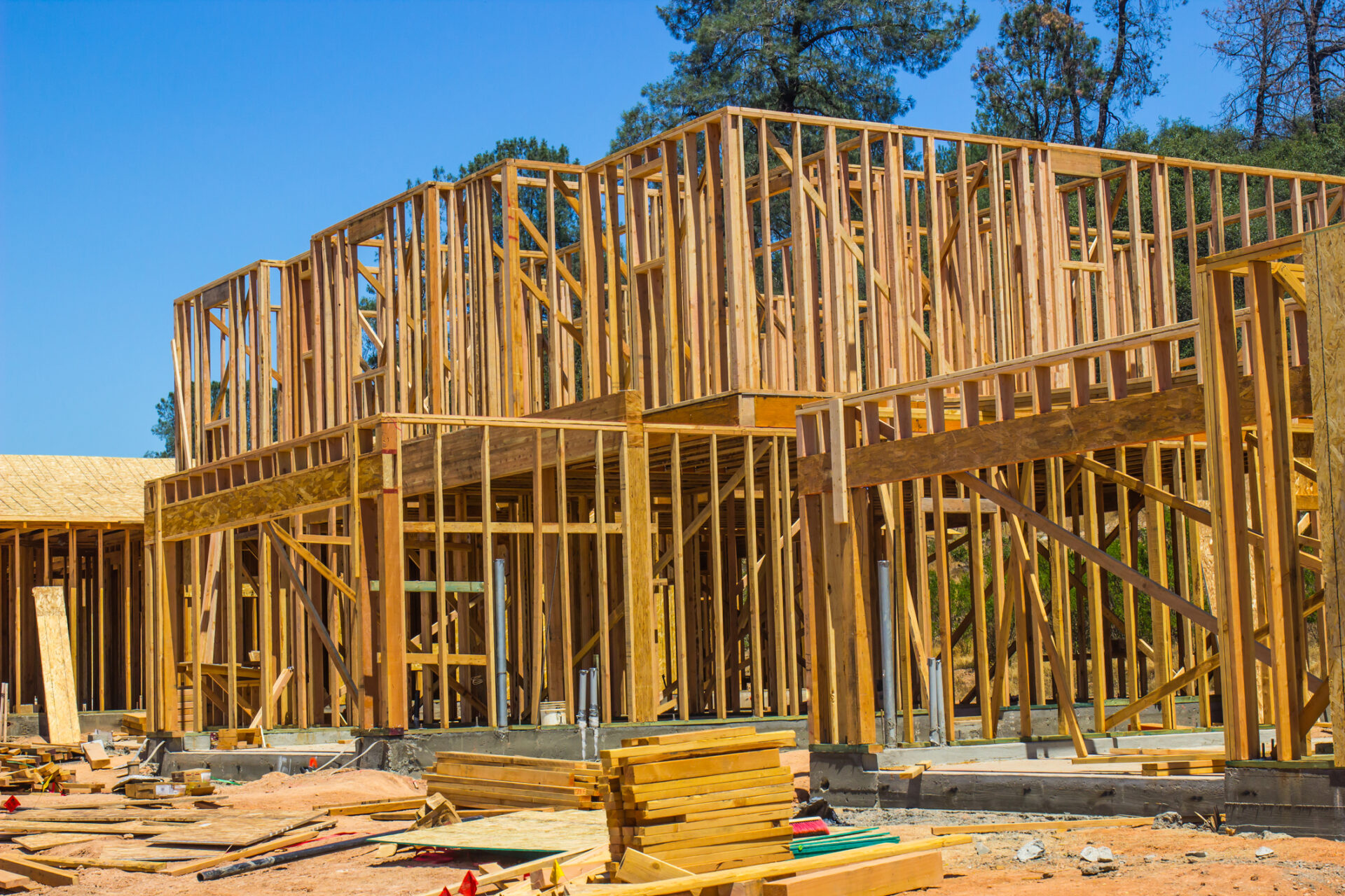 Framing On New Two Story Home Construction